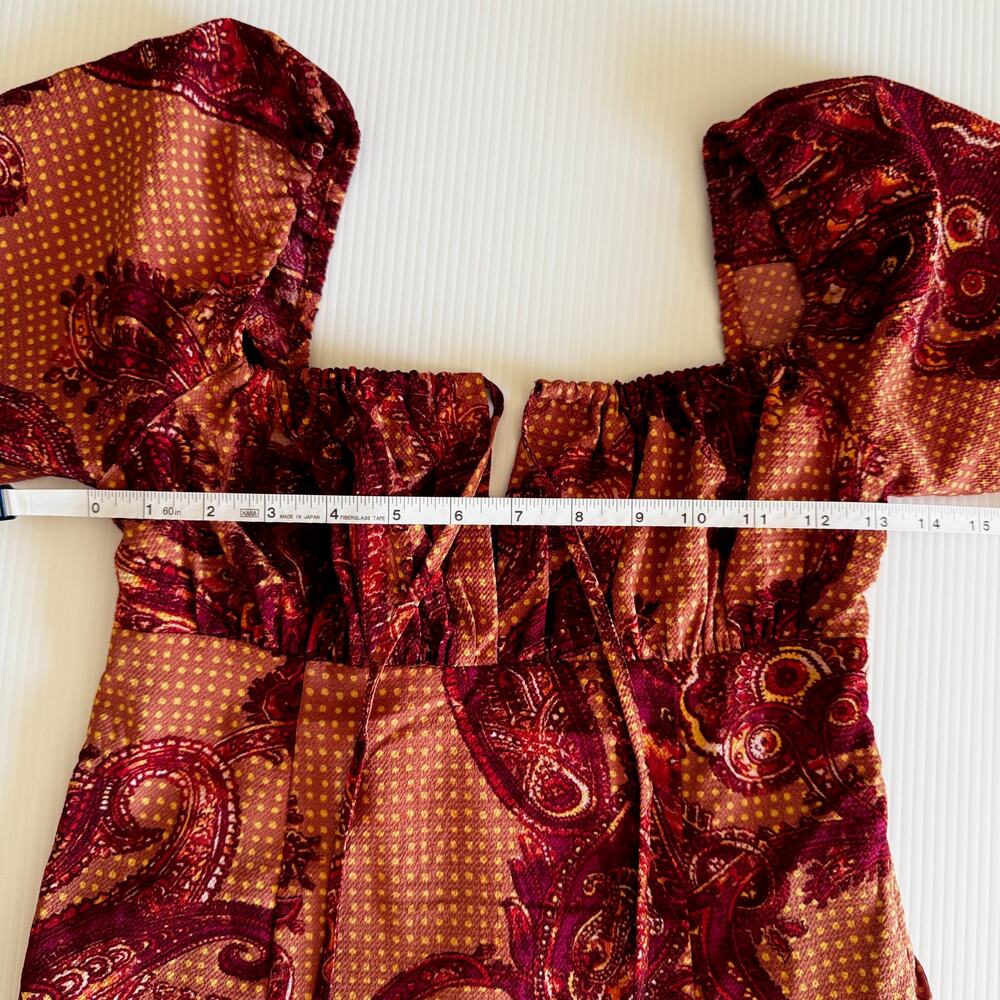 Urban Outfitters Paisley Mini Dress Smocked Balloon Sleeve Boho Small Peasant - Picture 10 of 16